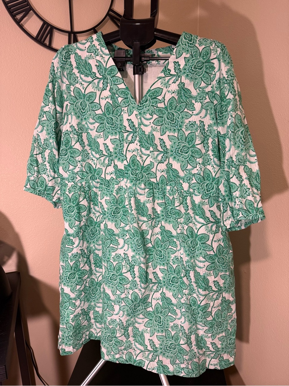 J. Jill White and Green Floral Midi Dress